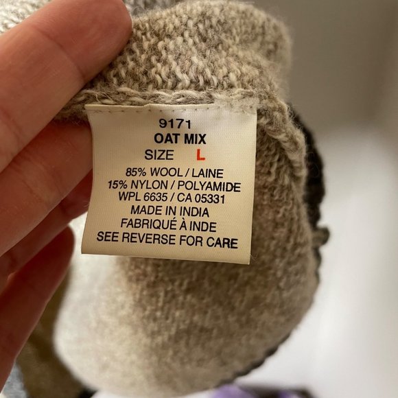 Woolrich Wool Blend Sweater in Oat Mix Tan Crew Neck Men's Size Large Sz L - Picture 6 of 8